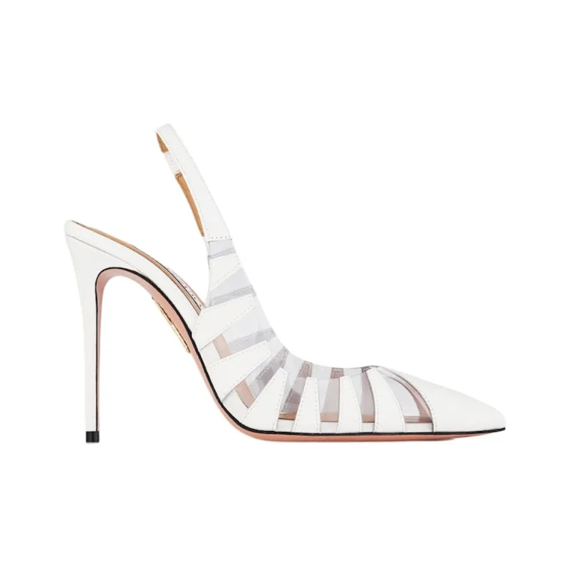 AQUAZZURA Hot Rumor Sling Slim Heel High Heels 10.5cm Women's White-1