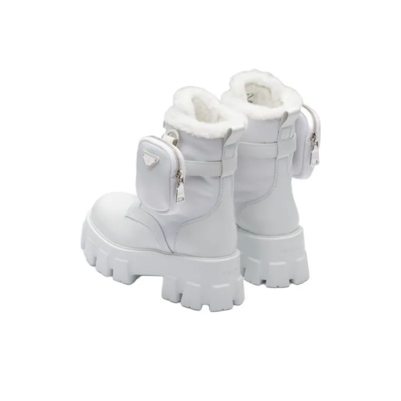 PRADA Monolith Ankle Boots Women's White-4