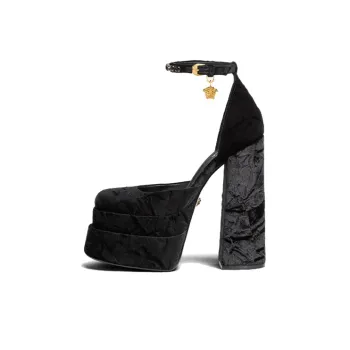 VERSACE Chunky Heel High Heels Women's Black