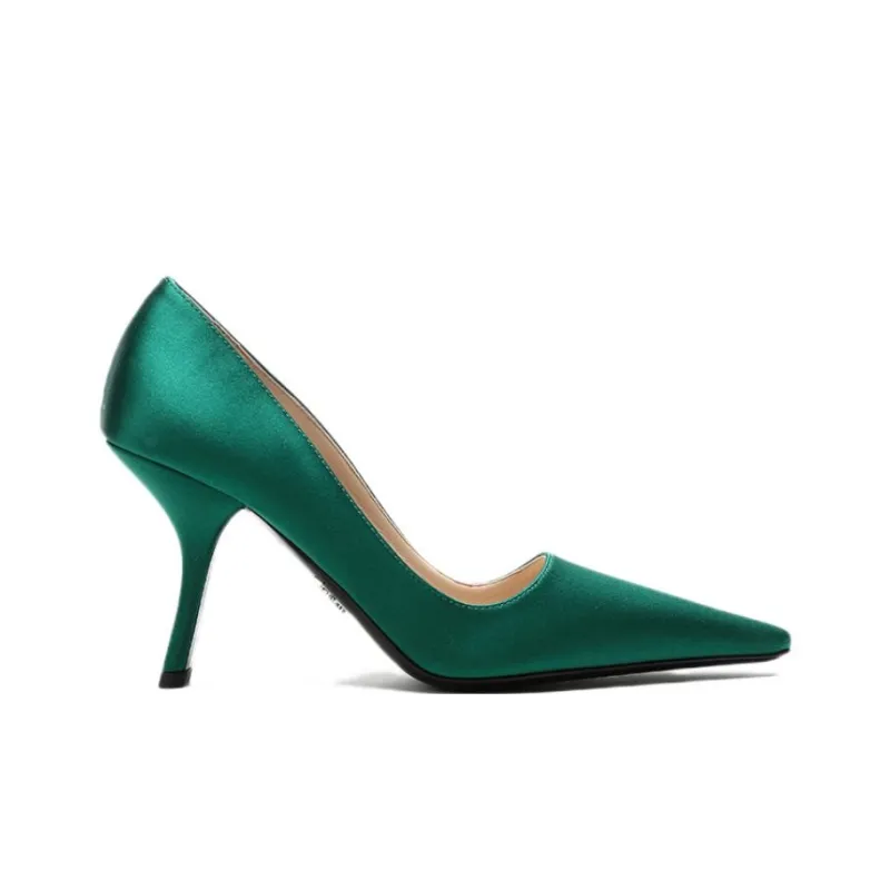 PRADA Slim Heel High Heels 9cm Women's Green-1
