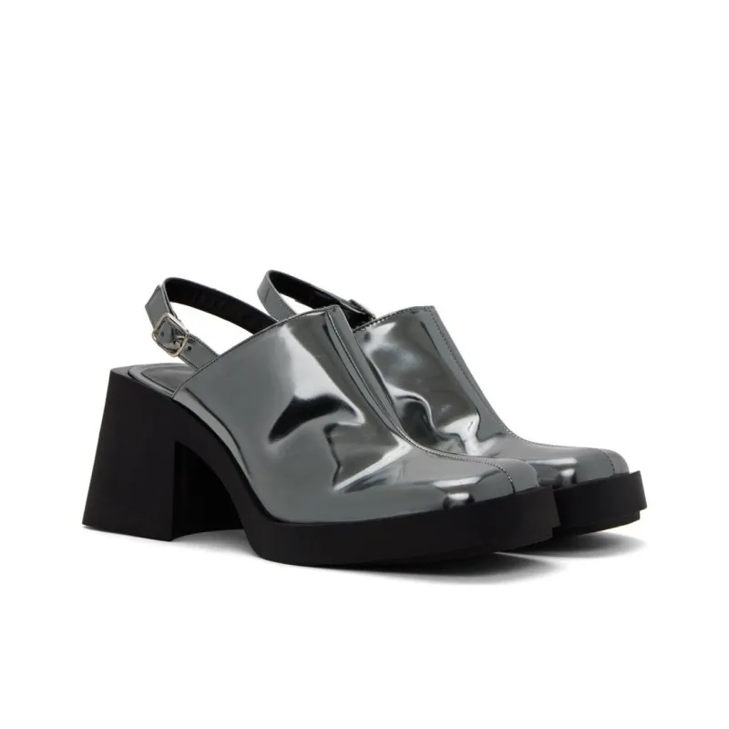 JUSTINE CLENQUET RAF Chunky Heel High Heels 8cm Women's Silver-3