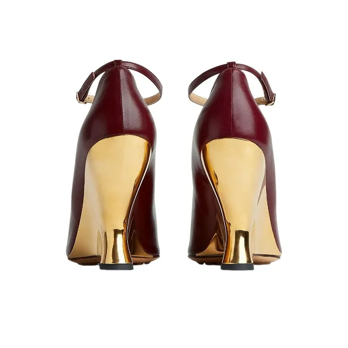 Bottega Veneta Punta Irregular Heel High Heels 10cm Women's Red-3