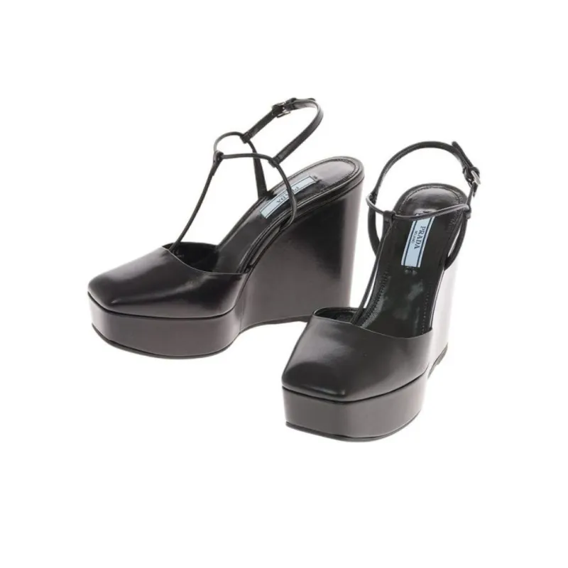 PRADA Wedge Heel High Heels Women's Black-2