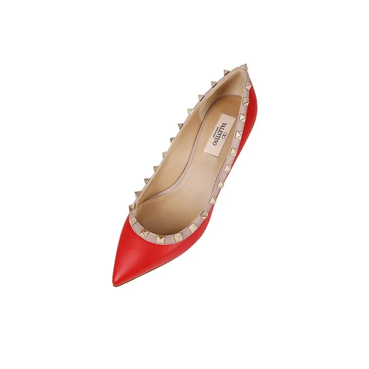 Valentino Rockstud Slim Heel High Heels 5.5cm Women's Red-2