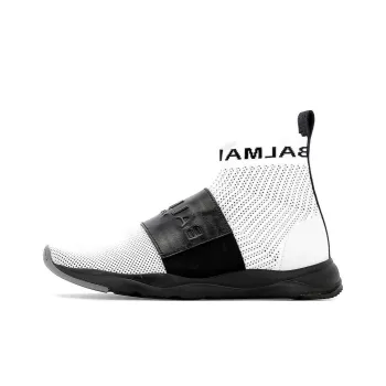 BALMAIN Ankle Boots Men's Black White