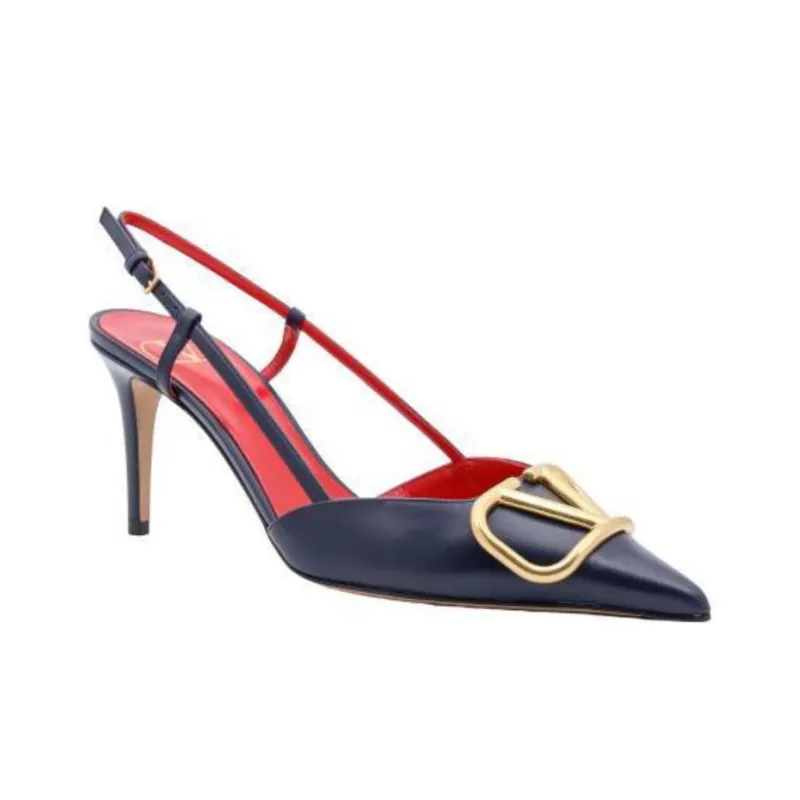 Valentino VLogo Signature Pointed Toe Slingback Pumps-2