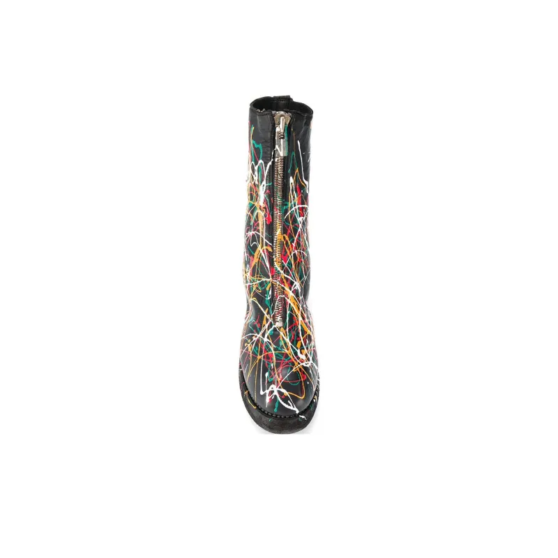GUIDI Paint Splattered Ankle Boots-4