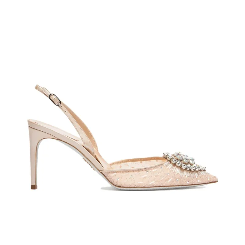 RENE CAOVILLA Slim Heel High Heels 8cm Women's Pink-1