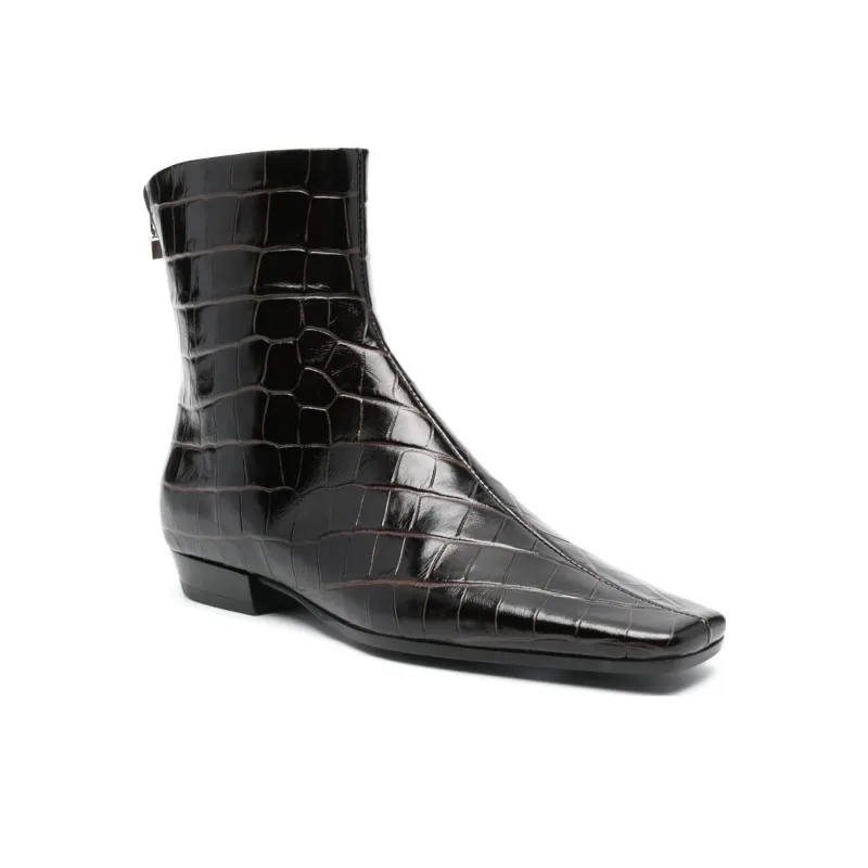 TOTEME The Western Crocodile-effect Boots Women's-2