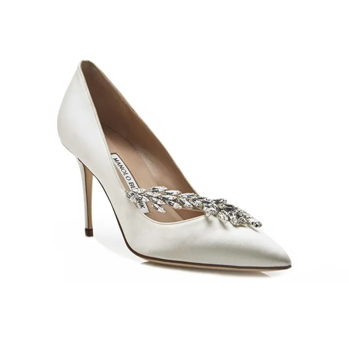 MANOLO BLAHNIK Slim Heel High Heels 9cm Women's White-2