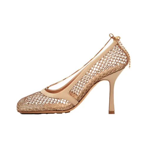 Bottega Veneta Stretch Slim Heel High Heels 9cm Women's Beige Yellow