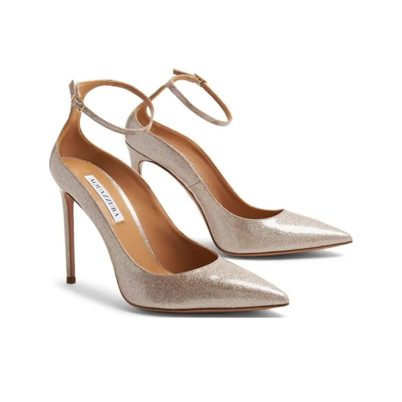 AQUAZZURA Love Affair 105mm Glitter Pumps-3
