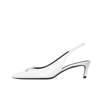 CELINE Triomphe Slim Heel High Heels 5cm Women's White