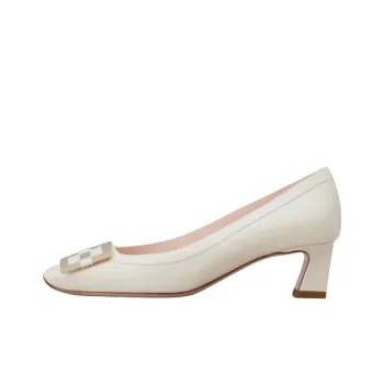 Roger Vivier Trompette Block Heel High Heels 4.5cm Women's Cream White