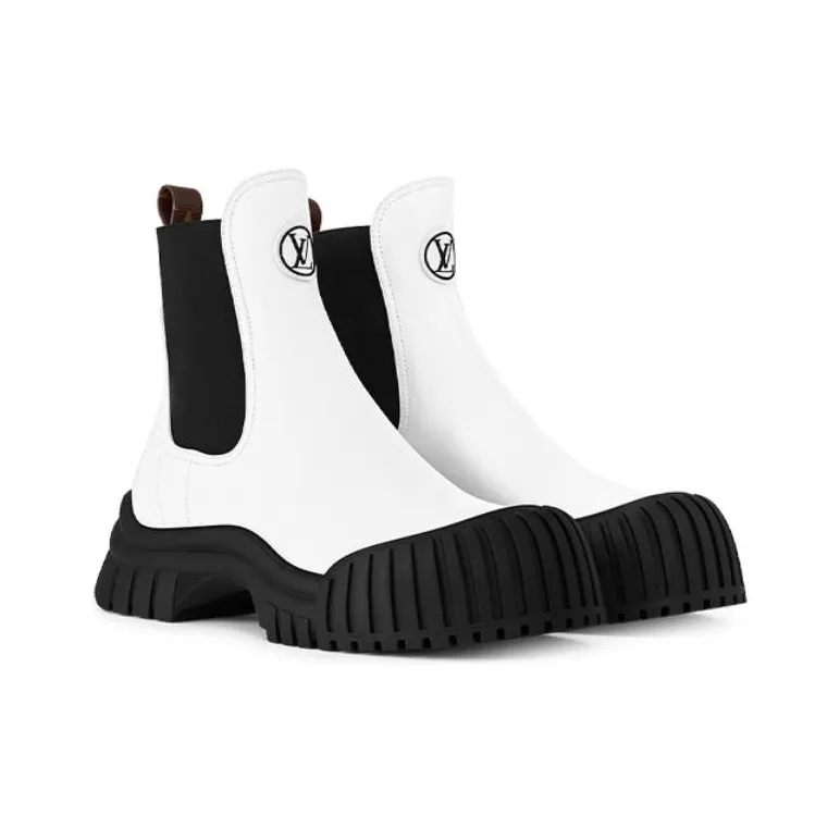 LOUIS VUITTON Ruby Flat Ankle Boots 'White' Women's-2
