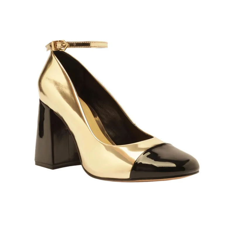 Schutz Dorothy Chunky Heel High Heels 8.7cm Women's Gold-2