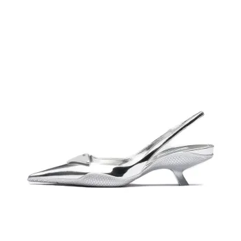 PRADA Chunky Heel Stylish Sandal Women's Silver