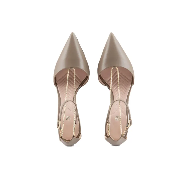 EMPORIO ARMANI D'Orsay Slim Heel High Heels 9.5cm Women's Light Brown-3
