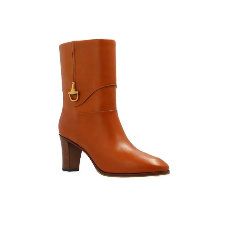 GUCCI Elizabeth Ankle Boots 8cm Women's Brown-2