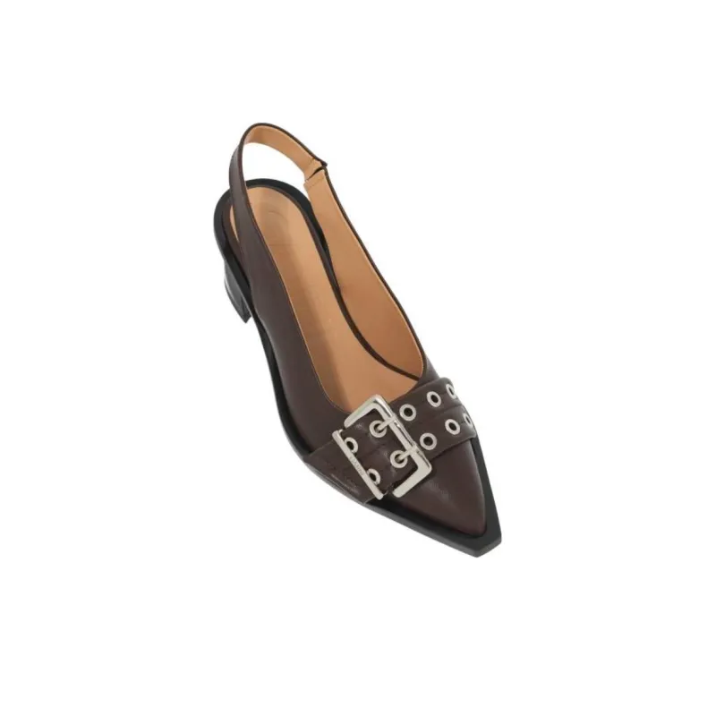 GANNI Chunky Heel High Heels 5cm Women's Brown-2