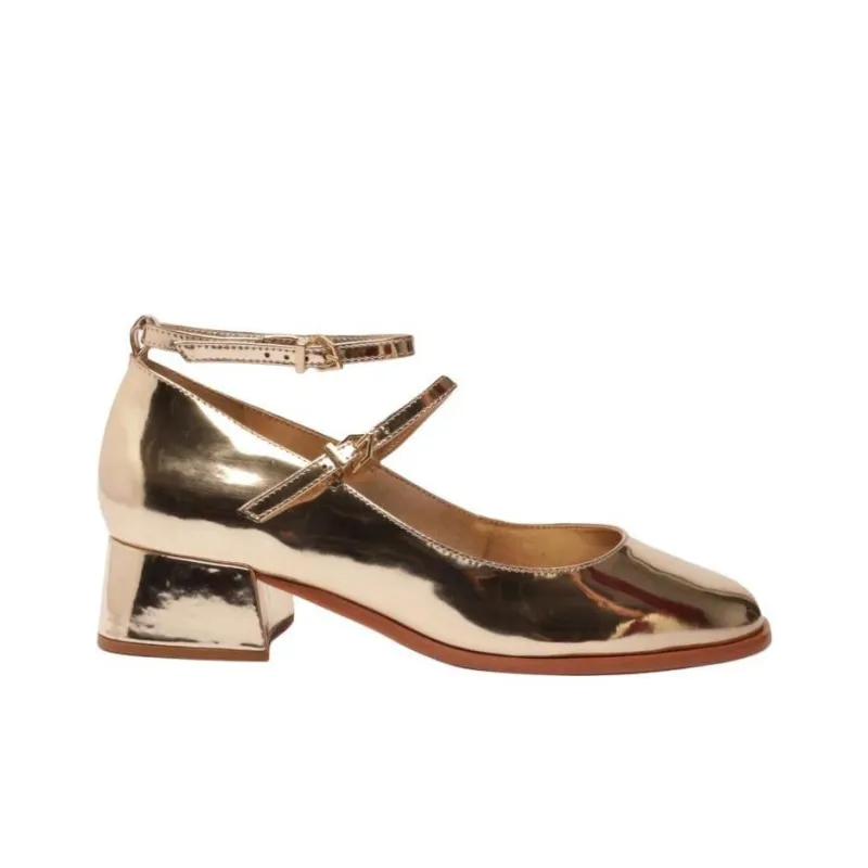 Schutz Dorothy Chunky Heel High Heels 4cm Women's Gold-1