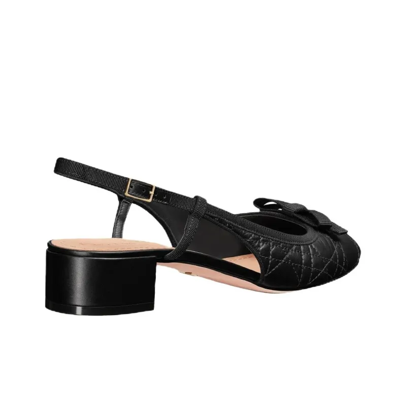 DIOR Ballet Chunky Heel High Heels 3cm Women's Black-3