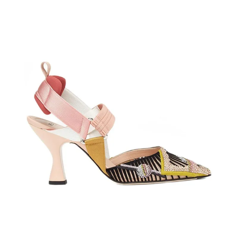 FENDI Colibri Fendi Chunky Heel High Heels 8.5cm Women's Multicolor-1