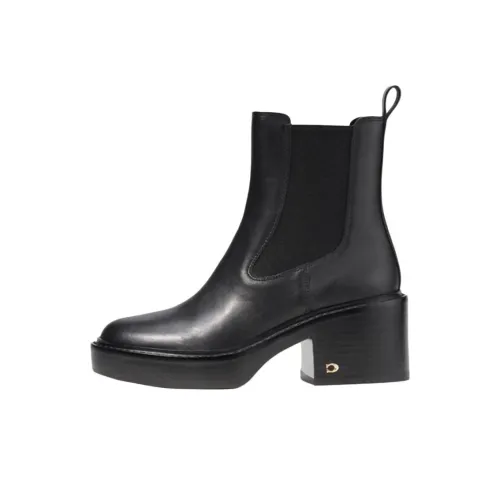 COACH Kinsley Short Chelsea Boots 6.5cm Women's Black