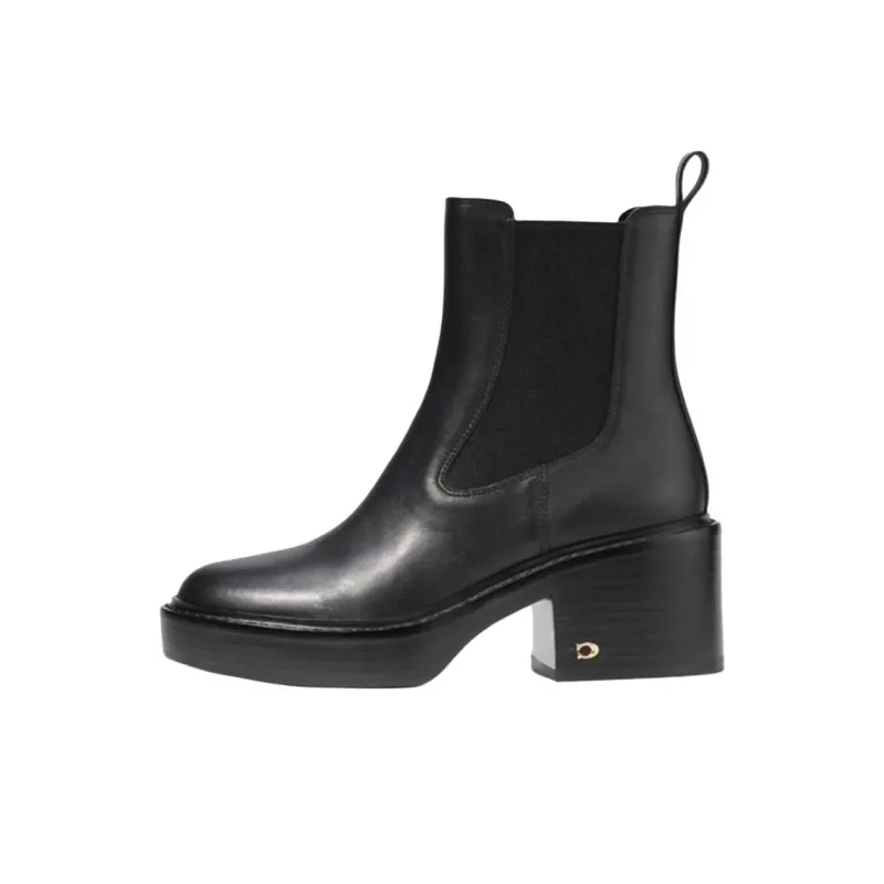 COACH Kinsley Short Chelsea Boots 6.5cm Women's Black-0