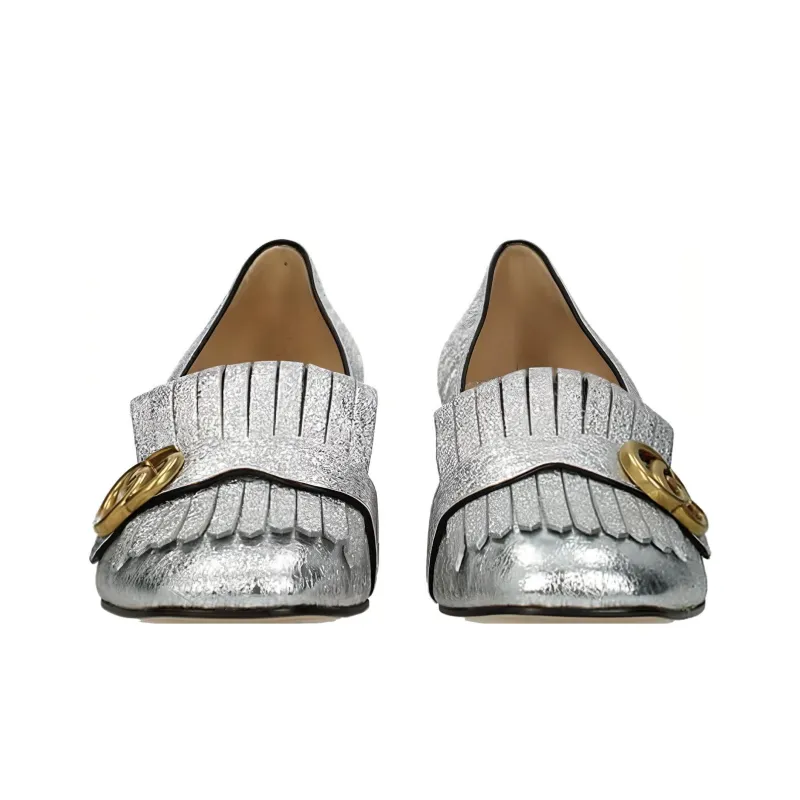 GUCCI Block Heel High Heels Women's Silver-3