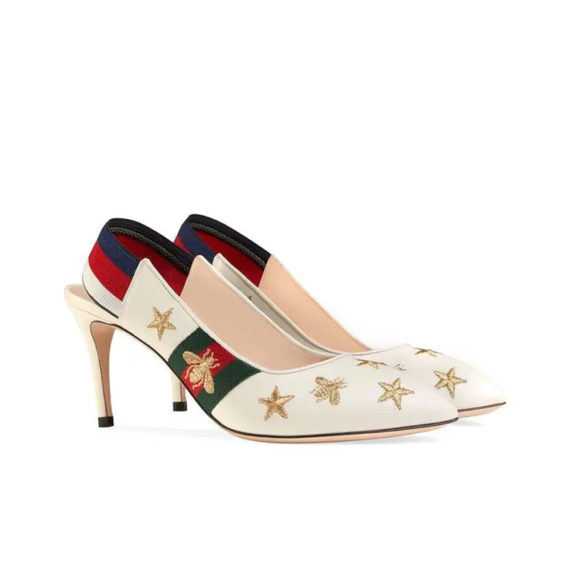 GUCCI Slim Heel High Heels 7.5cm Women's White-1