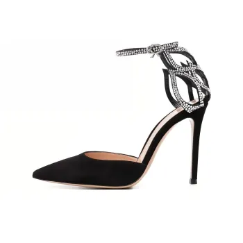 GIANVITO ROSSI Crystal Fleur 105mm Suede Pumps