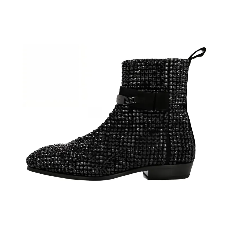 PHILIPP PLEIN Crystal-embellished Suede Boots-0