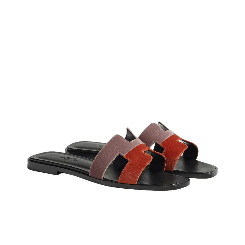 HERMES Oran Slide Slippers Women's Orange Pink-2