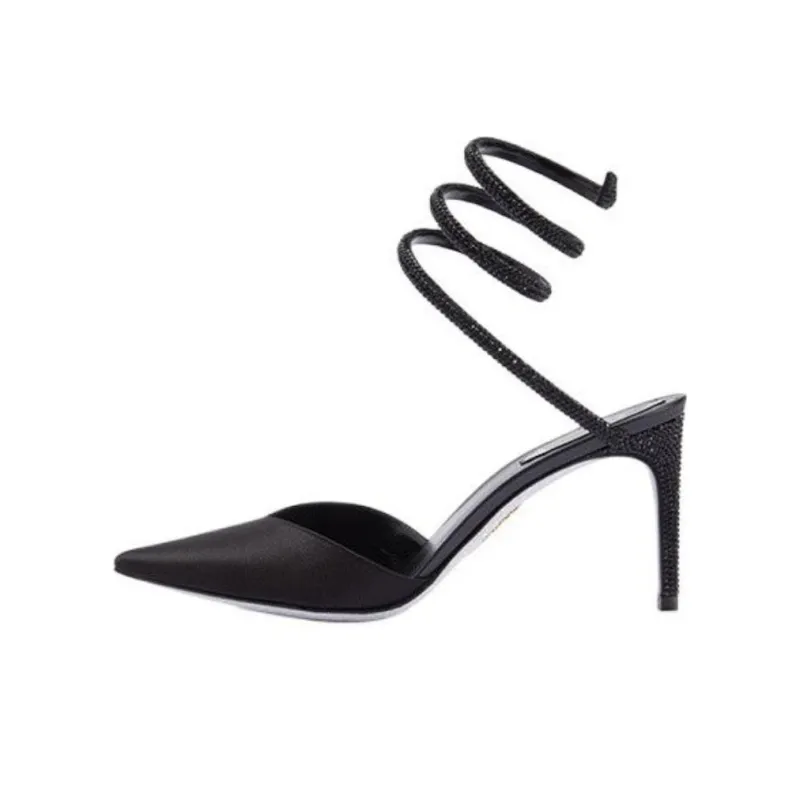 RENE CAOVILLA Cleo Slim Heel High Heels 8cm Women's Black-0