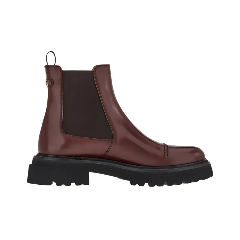 FERRAGAMO Short Chelsea Boots Men's Coffee-1