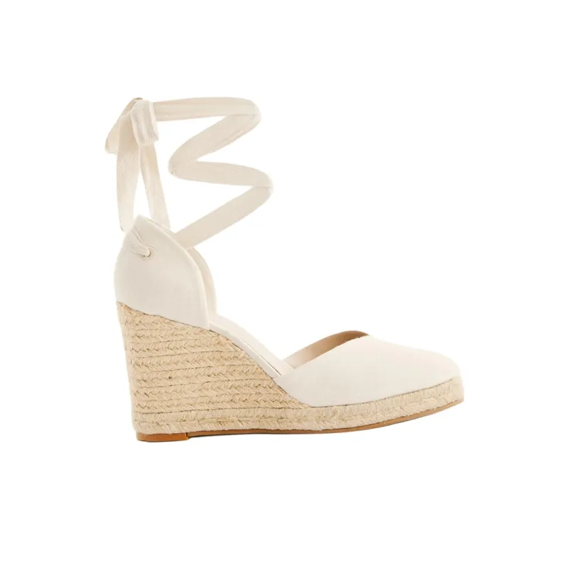 REFORMATION Camilla Wedge Heel High Heels 11cm Women's White-1