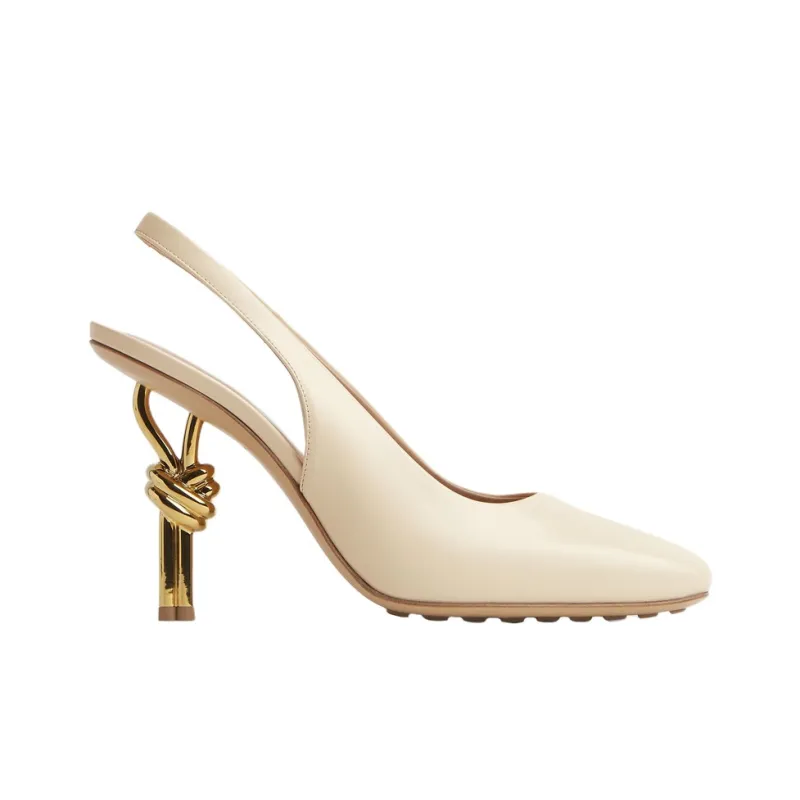Bottega Veneta KNOT Irregular Heel High Heels 9cm Women's Ecru-1