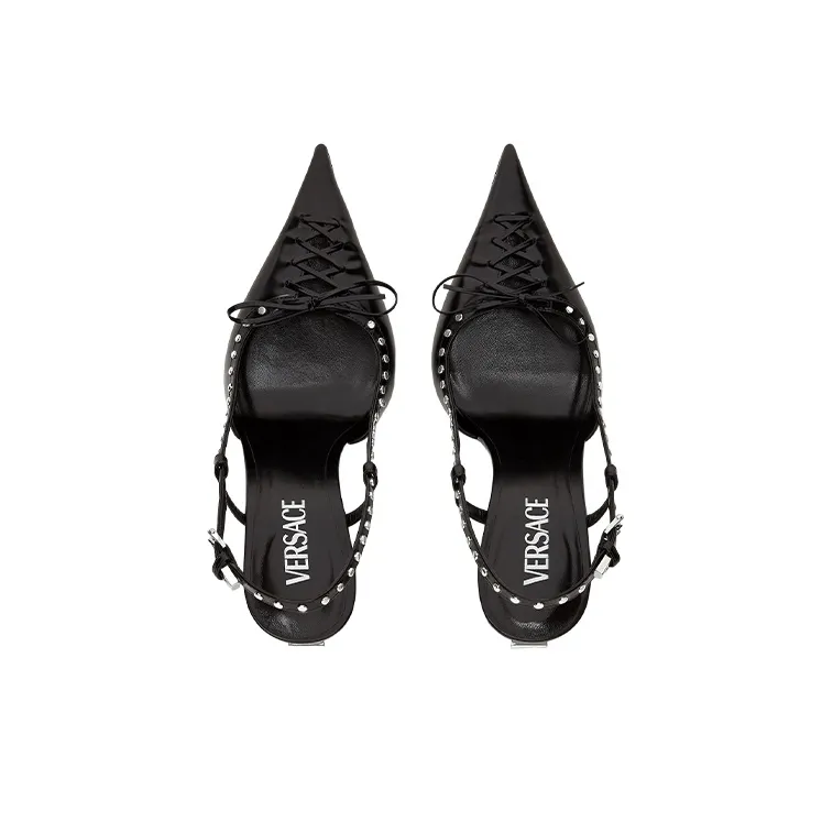 VERSACE Slim Heel High Heels 11cm Women's Black-3
