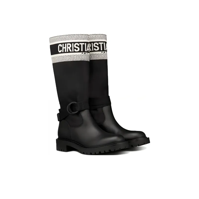 DIOR D-Major Knee-high Boots Women's Black-3