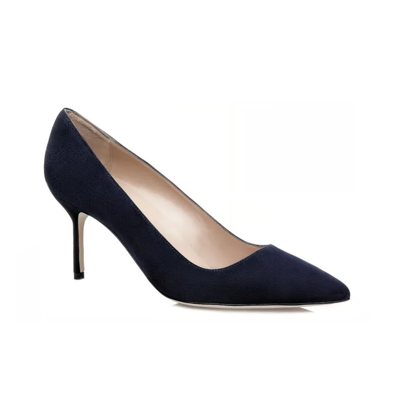 MANOLO BLAHNIK Slim Heel High Heels 7cm Women's Dark Blue-2
