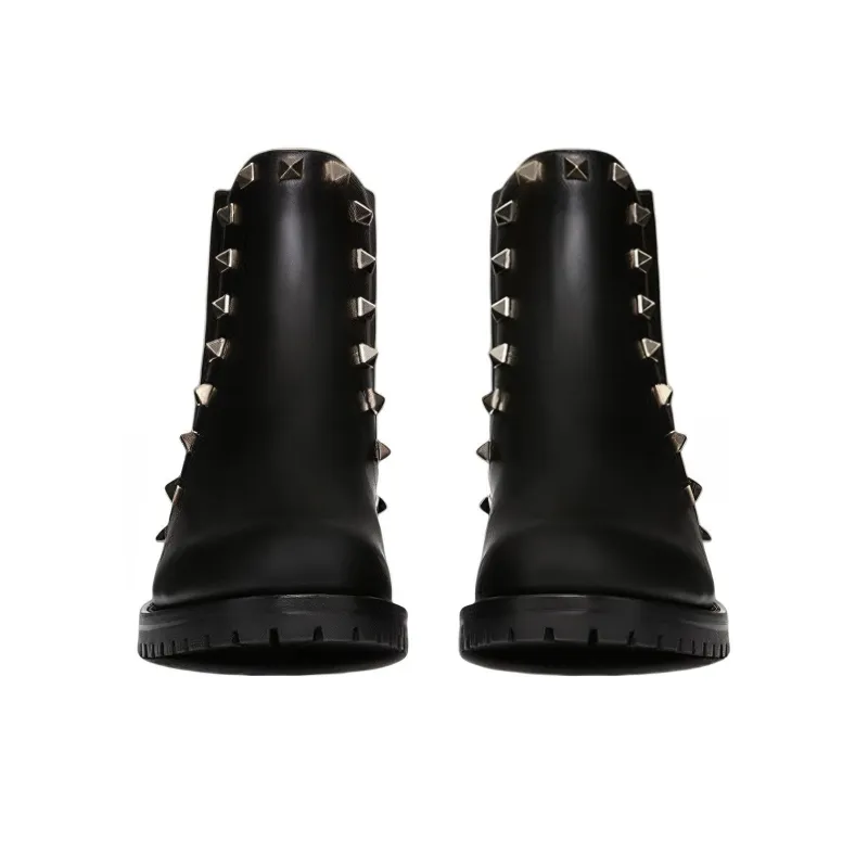 Valentino Rockstud Ankle Boots Black Women's-3