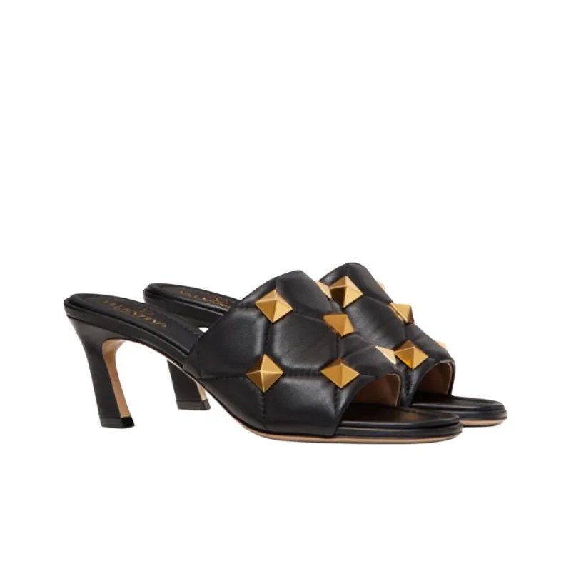 Valentino Roman Stud Garavani Slim Heel High Heels 6.5cm Women's Black-2