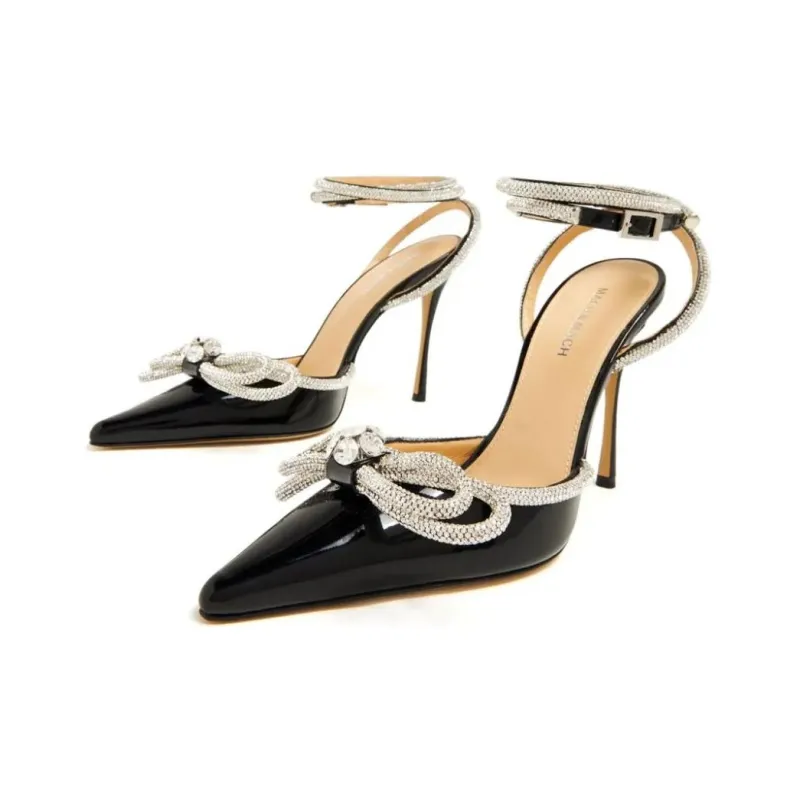 MACH & MACH Double Bow 110mm Patent finish Leather Pumps-2