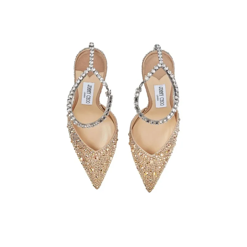 Jimmy Choo Saeda Slim Heel High Heels 10cm Women's Gold-4