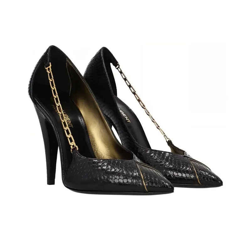 SAINT LAURENT Solar Band Slim Heel High Heels 11cm Women's Black-2