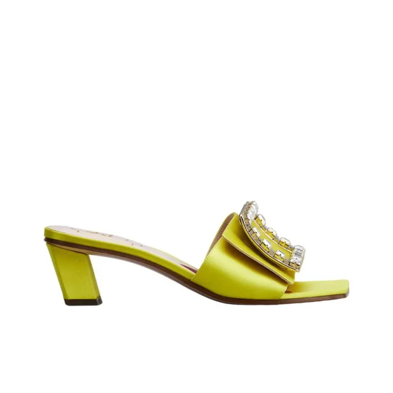 Roger Vivier Biki Love Chunky Heel Slide Slippers 4.5cm Women's Yellow-1