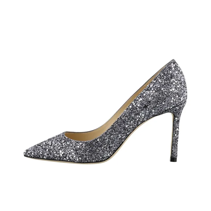 Jimmy Choo ROMY Slim Heel High Heels 8.5cm Women's Silver-0