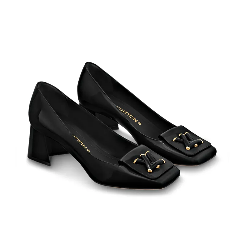 LOUIS VUITTON Shake Spool Heel High Heels 5.5cm Women's Black-2