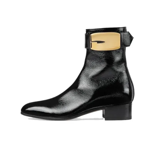 GUCCI Ankle Boots 3.5cm Women's Black Gold
